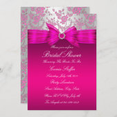 Invitation de Fête des mariées Rose rose et argent (Devant / Derrière)