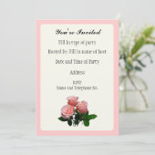 Invitation de fête - Dessin de rose (Debout devant)