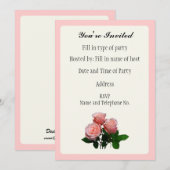 Invitation de fête - Dessin de rose (Devant / Derrière)