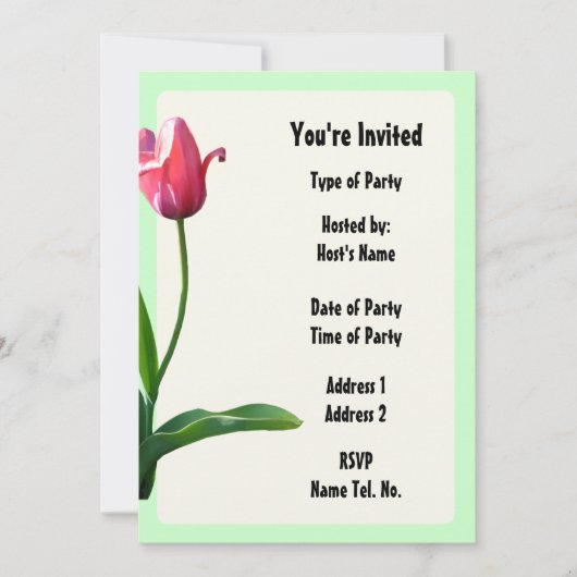 Invitation de fête - Dessin de tulipe (Devant)