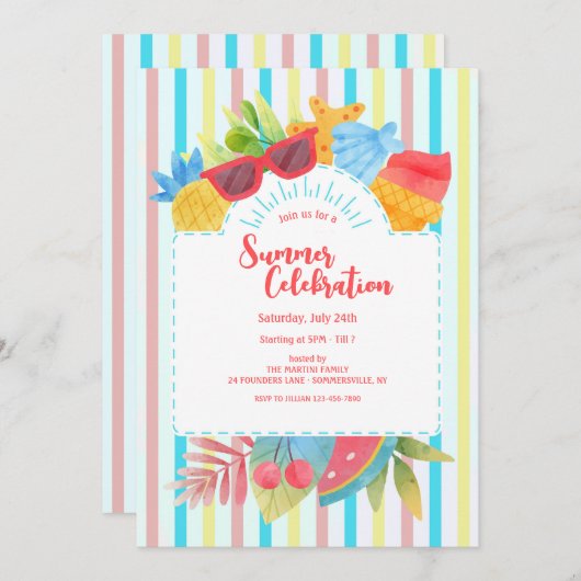 Invitation de fête d'été (Devant / Derrière)