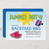 Invitation de fête d'été avec Watermelon & Sun (Devant / Derrière)