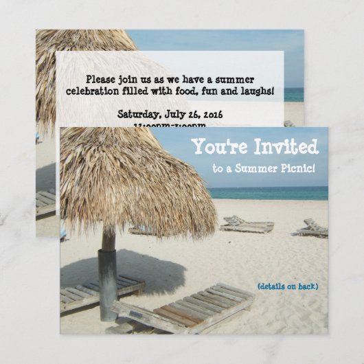 Invitation de fête d'été, Beach Cabana (Devant / Derrière)