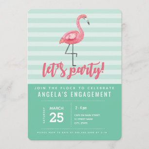 Invitation de fête d'été Flamant rose rose