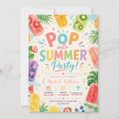 Invitation de fête d'été Popsicle tropicale aquare (Devant)