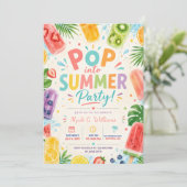 Invitation de fête d'été Popsicle tropicale aquare (Debout devant)