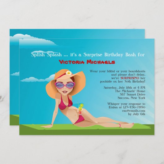 Invitation de fête d'été Tan Anniversaire (Devant / Derrière)