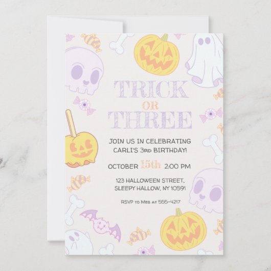 Invitation de fête d'Halloween 3e anniversaire (Devant)