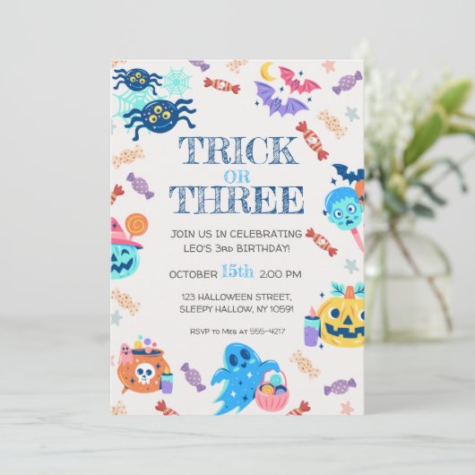 Invitation de fête d'Halloween 3e anniversaire (Debout devant)