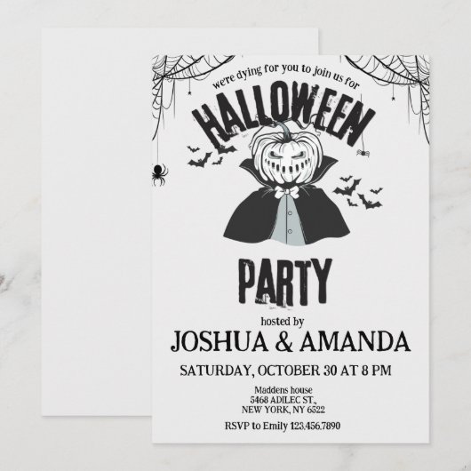 Invitation de fête d'Halloween adulte (Devant / Derrière)