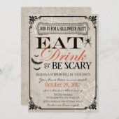 Invitation de fête d'Halloween, Anniversaire d'Hal (Devant / Derrière)