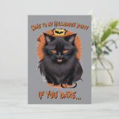 Invitation de fête d'Halloween au chat noir maléfi (Debout devant)