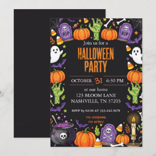 Invitation de fête d'Halloween au tableau noir mig