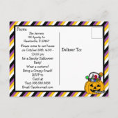 Invitation de fête d'Halloween avec Bat Holding Ca (Dos)