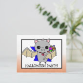 Invitation de fête d'Halloween avec Bat Holding Ca (Debout devant)