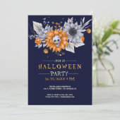 Invitation de fête d'Halloween avec fleurs et crân (Debout devant)