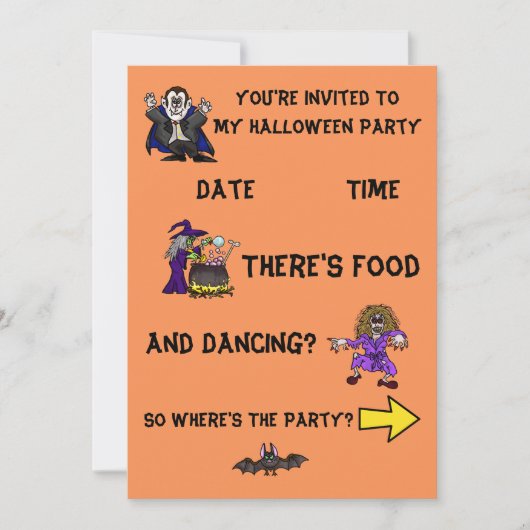 Invitation de fête d'Halloween avec graphismes amu (Devant)