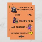 Invitation de fête d'Halloween avec graphismes amu (Devant / Derrière)