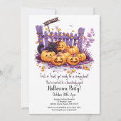 Invitation de fête d'Halloween avec un chat noir d (Devant)