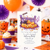 Invitation de fête d'Halloween avec un chat noir d