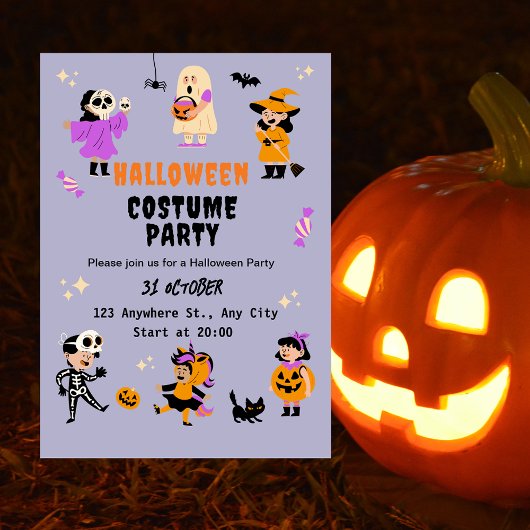 Invitation de fête d'Halloween avec un costume mig
