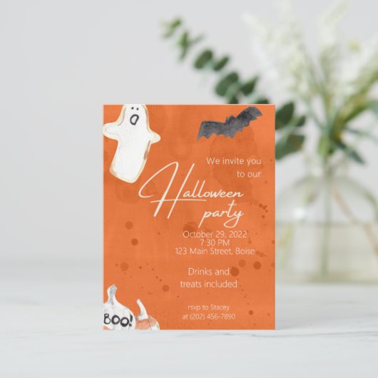 Invitation de fête d'Halloween Citrouille Orange & (Debout devant)