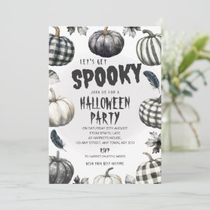 Invitation de fête d'Halloween Citrouilles Monochr