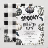 Invitation de fête d'Halloween Citrouilles Monochr (Devant / Derrière)