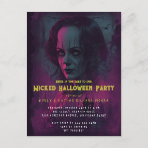 Invitation de fête d'Halloween Clown de cirque mal