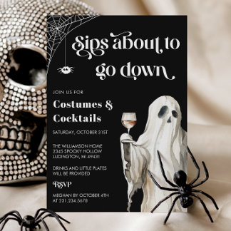 Invitation de fête d'Halloween cocktail fantôme