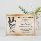 Invitation de fête d'Halloween Crâne Chapeau haut- (Debout devant)