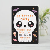 Invitation de fête d'Halloween Crâne Mignon (Debout devant)