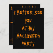 Invitation de fête d'Halloween Cryptic Black Orang (Devant / Derrière)