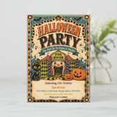 Invitation de fête d'Halloween de carnaval vintage (Debout devant)