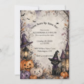 Invitation de fête d'Halloween de chat noir fantai (Devant)