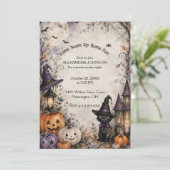 Invitation de fête d'Halloween de chat noir fantai (Debout devant)