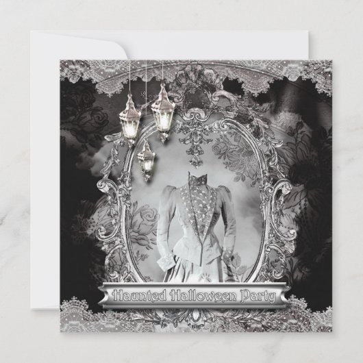 Invitation de fête d'Halloween de dame hantée vint (Devant)