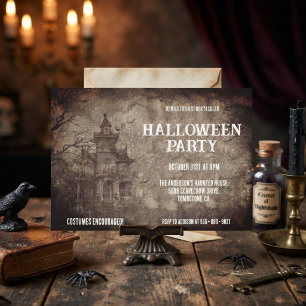 Invitation de fête d'Halloween de maison hantée go