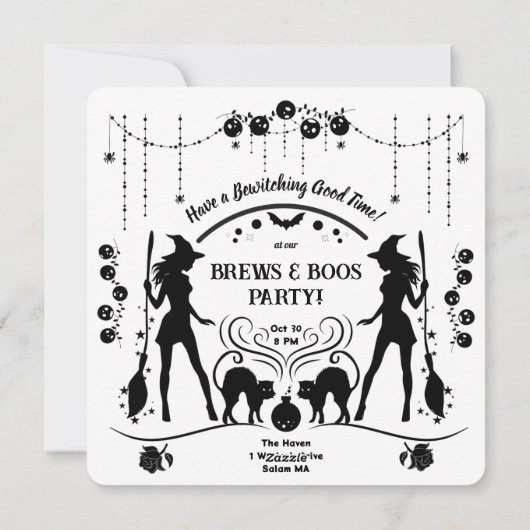 Invitation de fête d'Halloween de sorcière chic (Dos)
