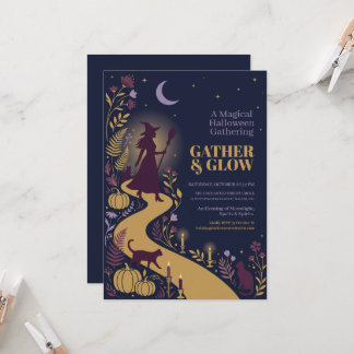 Invitation de fête d'Halloween de sorcière magique
