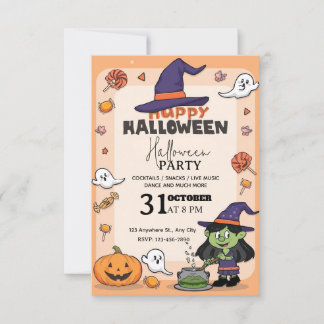 Invitation de fête d'Halloween de style dessin ani