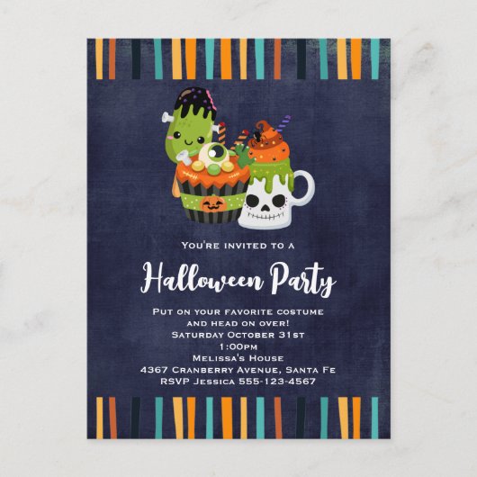 Invitation de fête d'Halloween Déplaisante et mign (Devant)