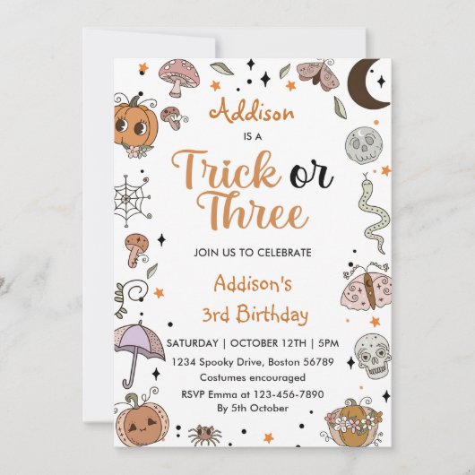 Invitation de fête d'Halloween éffrayant 3e annive (Devant)