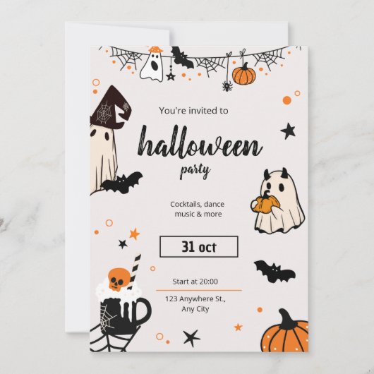 Invitation de fête d'Halloween effrayante et chic (Devant)