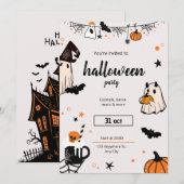 Invitation de fête d'Halloween effrayante et chic (Devant / Derrière)