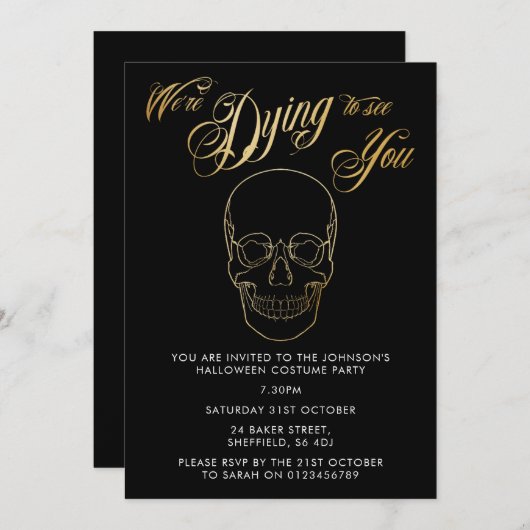 Invitation de fête d'Halloween - élégant invitatio (Devant / Derrière)