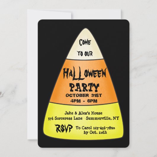Invitation de fête d'Halloween en maïs sucré (Devant)