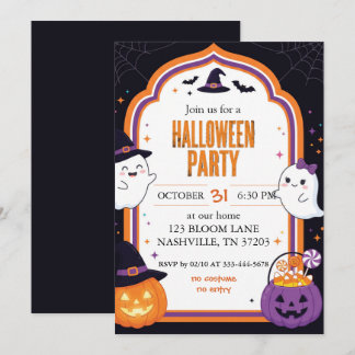Invitation de fête d'Halloween encadrée avec citro
