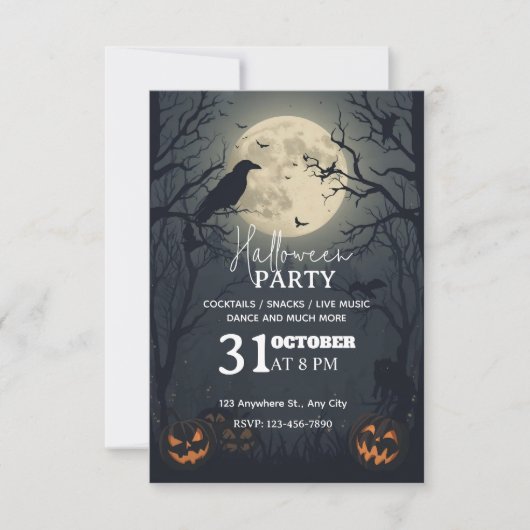 Invitation de fête d'Halloween Enchantée foncée (Devant)