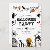 Invitation de fête d'Halloween, Fête de nuit Éffra (Devant / Derrière)